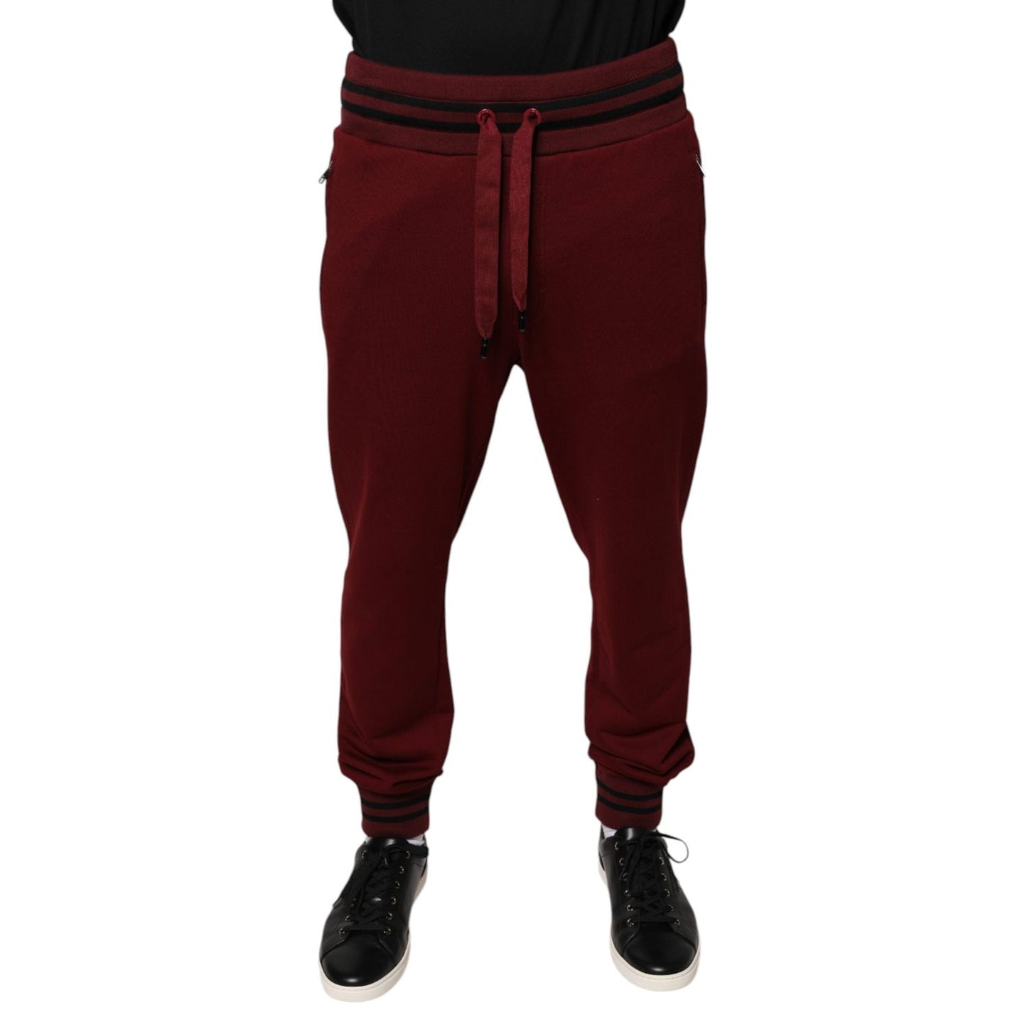 Dolce & Gabbana Dark Red Cotton Men Jogger Sweatpants Pants