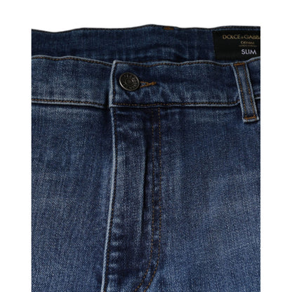 Dolce & Gabbana Blue Washed Cotton Stretch Men Denim Jeans
