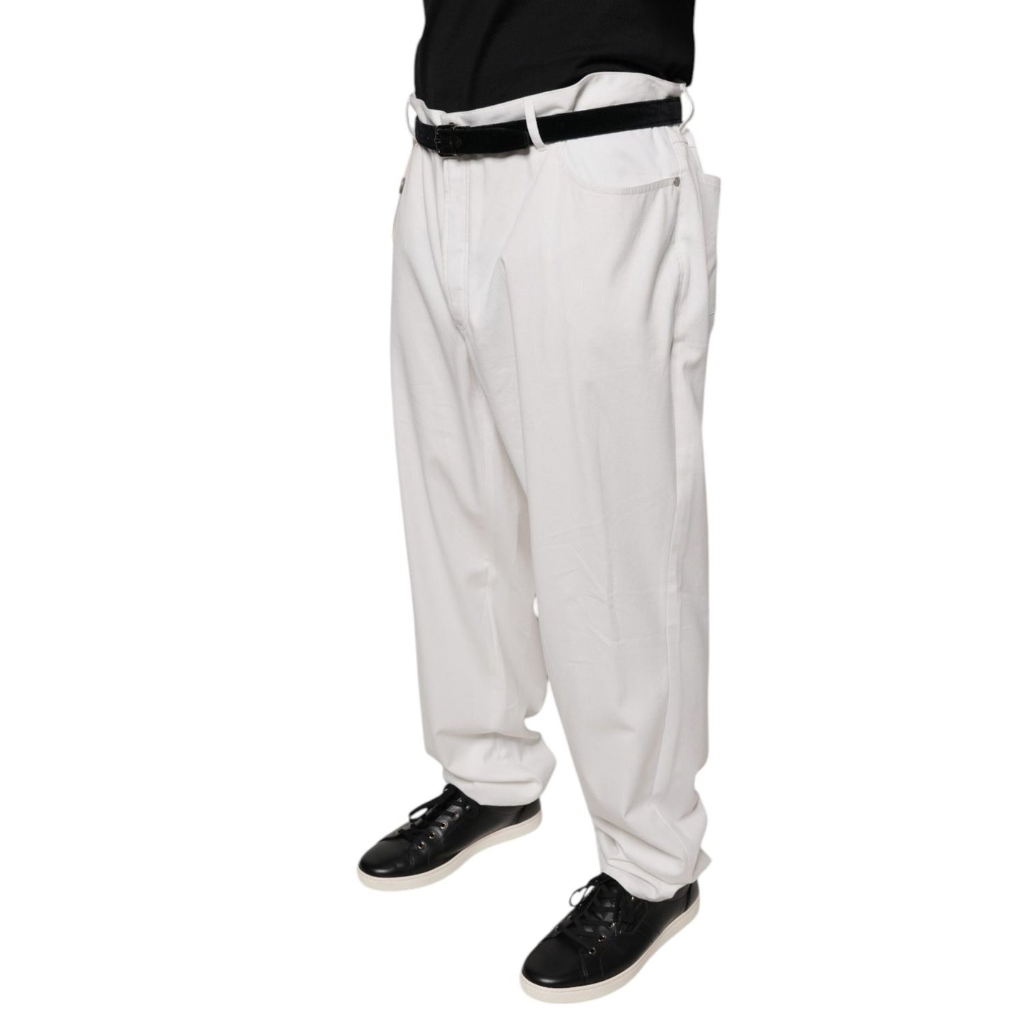 Brunello Cucinelli White Cotton Men Dress Tapered Pants