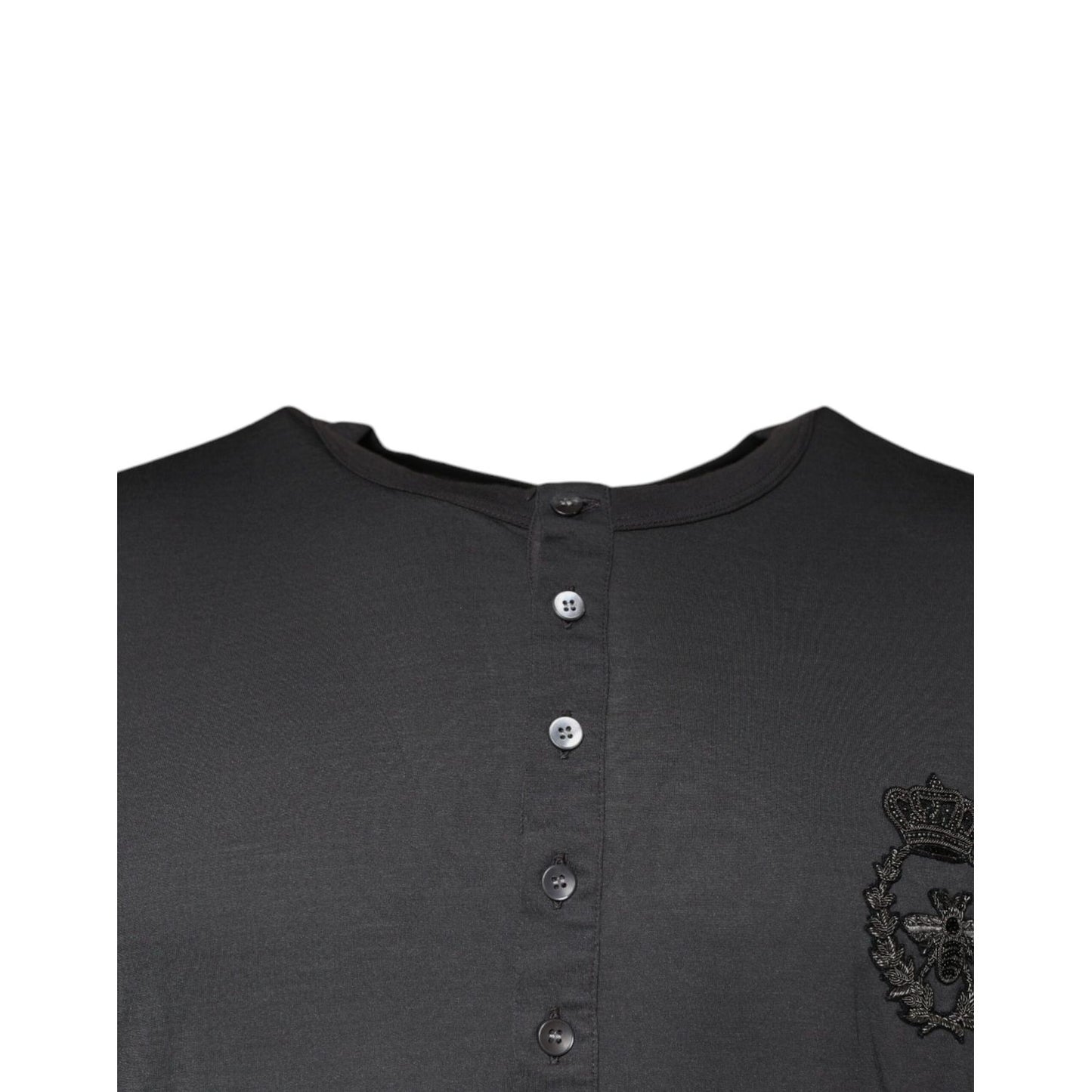 Dolce & Gabbana Gray Crown Bee Embroidery Pullover Sweater