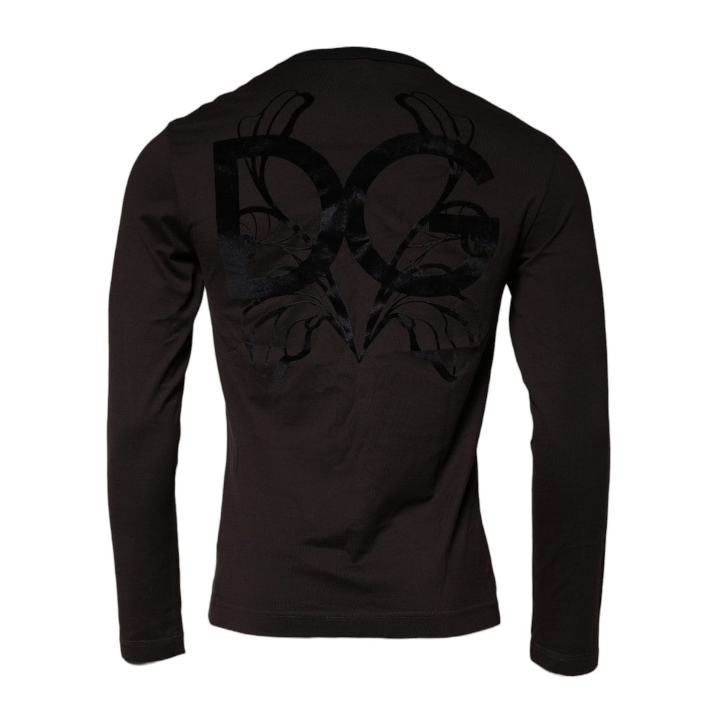 Dolce & Gabbana Brown Logo Cotton Crew Neck Pullover Sweater