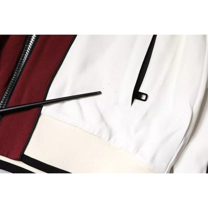 Dolce & Gabbana Red White Logo Full Zip Sweatshirt Sweater