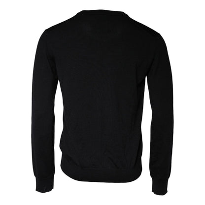 Dolce & Gabbana Black Wool Knit Crew Neck Pullover Sweater