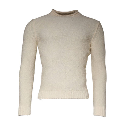 KANGRA Beige Wool Knit Long Sleeve Round Neck Pullover Sweater