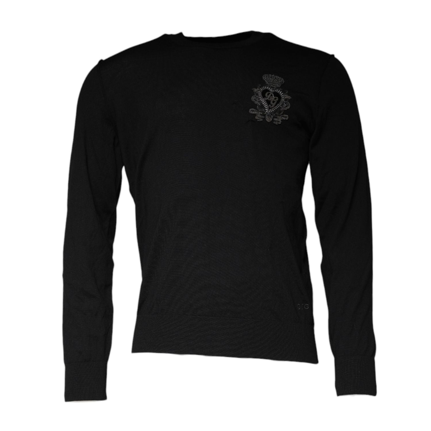 Dolce & Gabbana Black Crown Heart Crew Neck Pullover Sweater