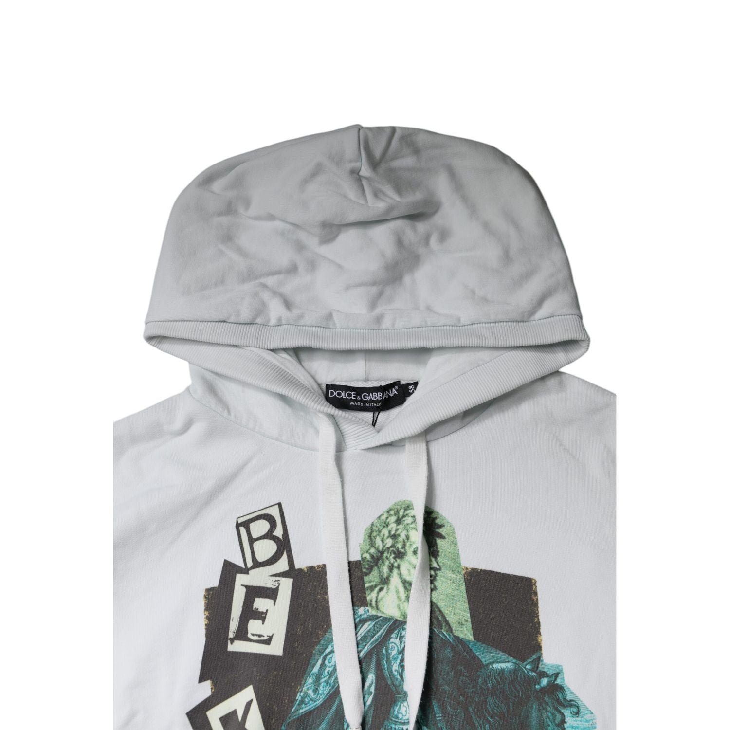 Dolce & Gabbana White Caesar Cotton Hooded Pullover Sweater