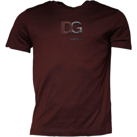 Dolce & Gabbana Maroon DG Logo Cotton Crew Neck T-shirt Dolce & Gabbana Black