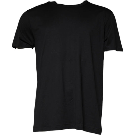 Dolce & Gabbana Black Cotton Shorts Sleeves Crewneck T-shirt Dolce & Gabbana Black