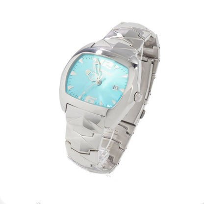 Chronotech Silver Stainless Steel Dress Watch with blue dial, quartz mechanism, silver case, and bracelet.