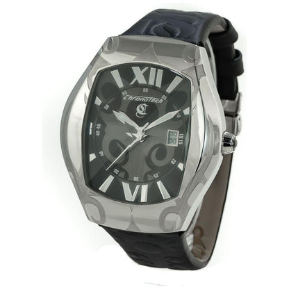 Chronotech Black Leather Dress Watch