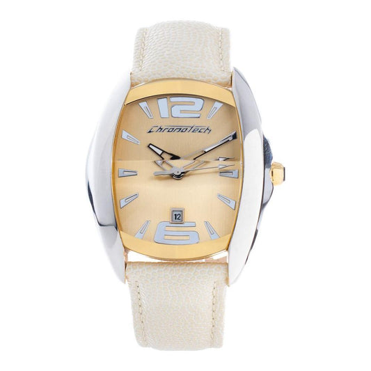 Chronotech Beige Leather Dress Watch