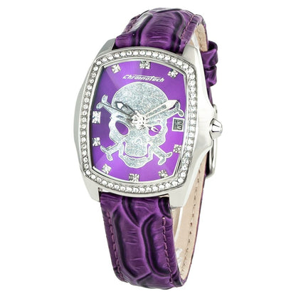 Chronotech Purple Leather Dress Watch