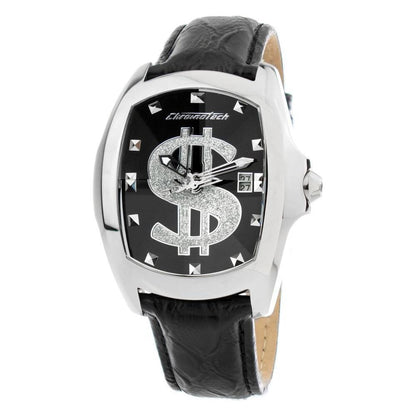 Chronotech Black Leather Dress Watch