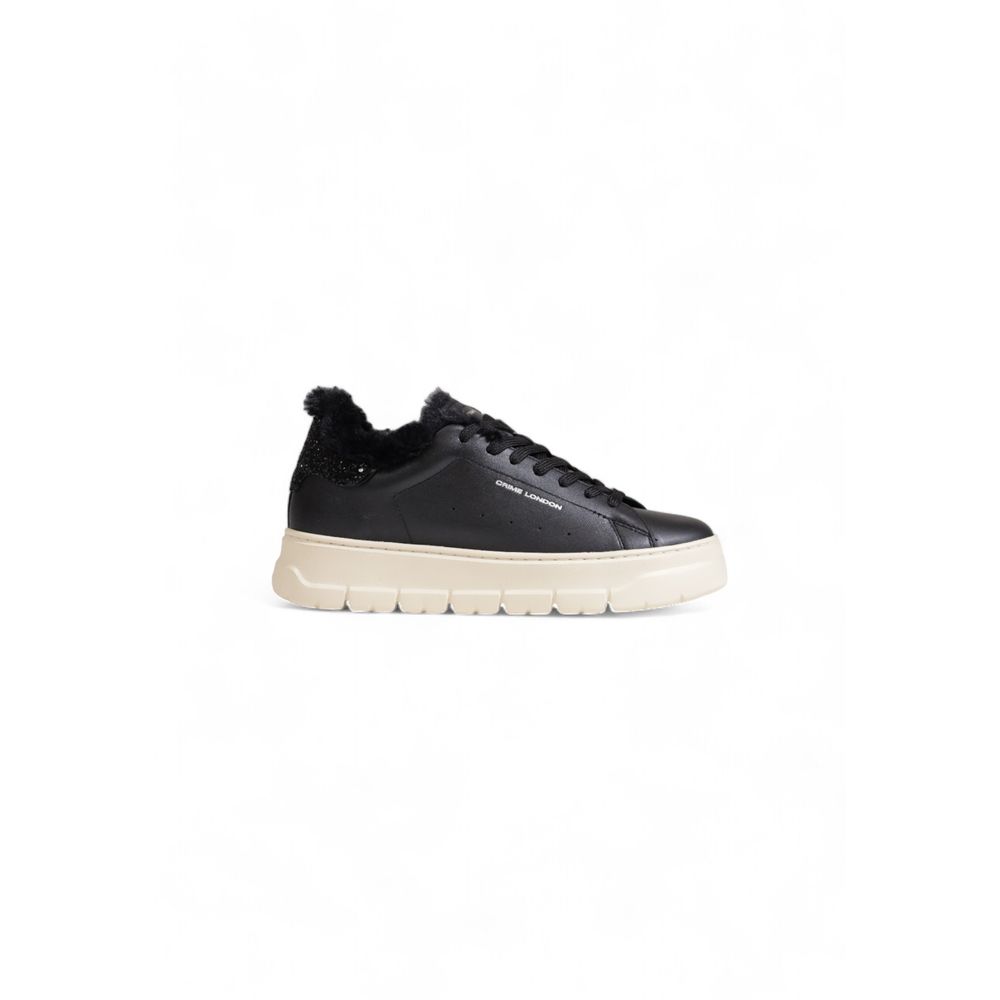 Crime London Black Leather Chunky Sneakers