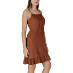 B.Young Brown Linen Midi BY-14885400140-IT36|XXS