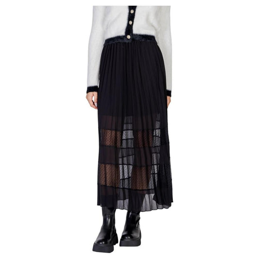 Morgan De Toi black polyester skirt for women, fall/winter collection, featuring sheer panels and sustainable materials.