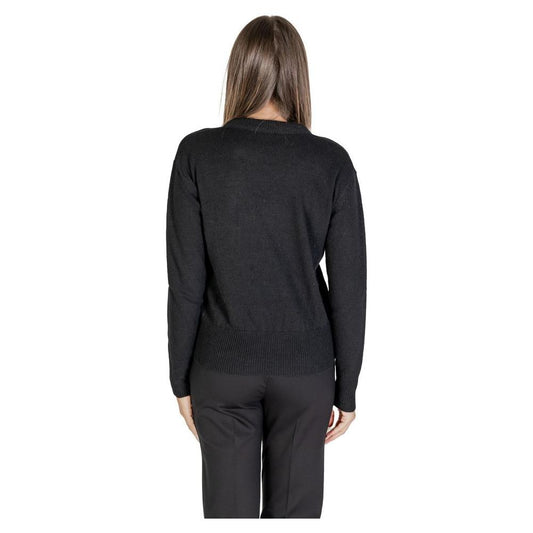 Back view of Alviero Martini Prima Classe black polyester sweater for women, part of fall/winter collection.