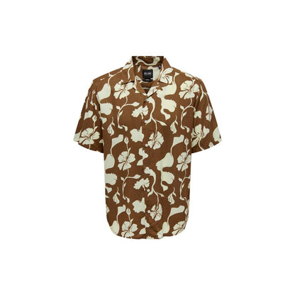 Only & Sons Brown Viscose Shortsleeve Shirt