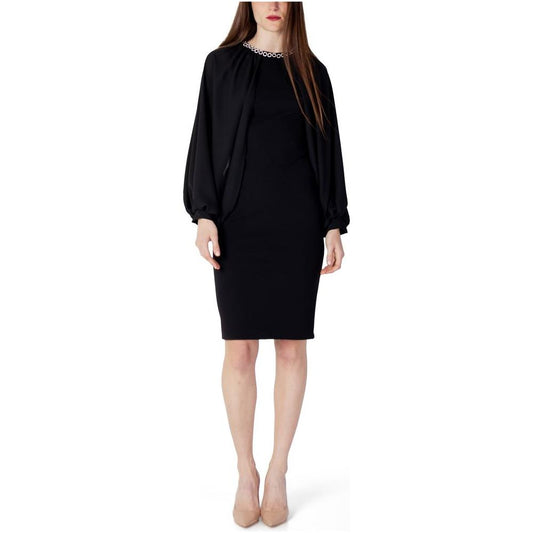 Rinascimento women's black polyester dress, long style, perfect for spring/summer collection, elegant and stylish design.