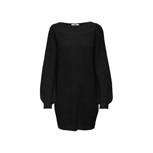 Jacqueline De Yong women's black acrylic midi dress, fall/winter collection, 88% acrylic, 12% polyester, stylish and comfortable design.