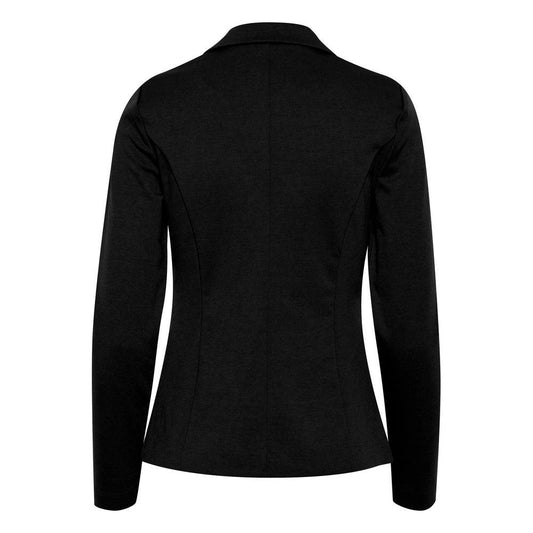 Back view of ICHI black women's jacket, fall/winter collection, made of 74% polyester, 22% viscose, 4% elastane.