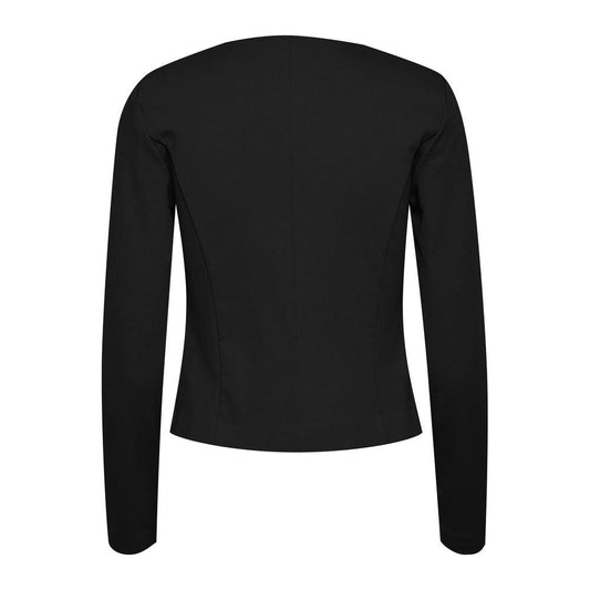 Back view of ICHI women's black polyester blazer from the Fall/Winter collection, made of 74% polyester, 22% viscose, and 4% elastane.