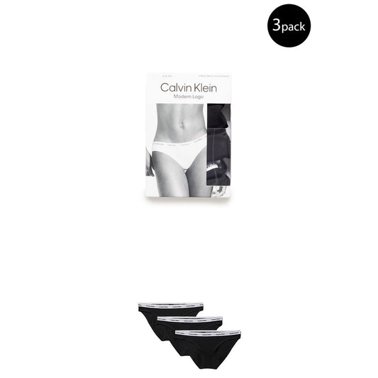 Calvin Klein Women's Black Cotton Underwear 3-Pack featuring slip and thong with iconic logo for comfort and style.