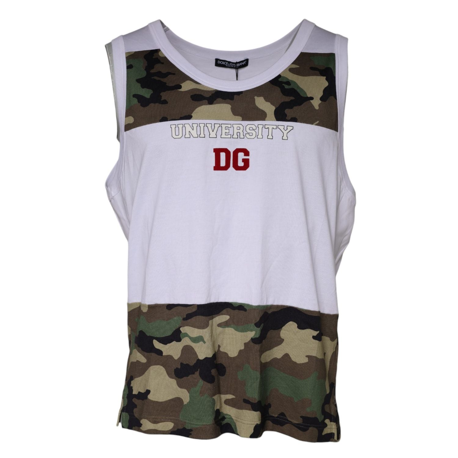 Dolce & Gabbana White Camouflage Tank Sleeveless T-shirt