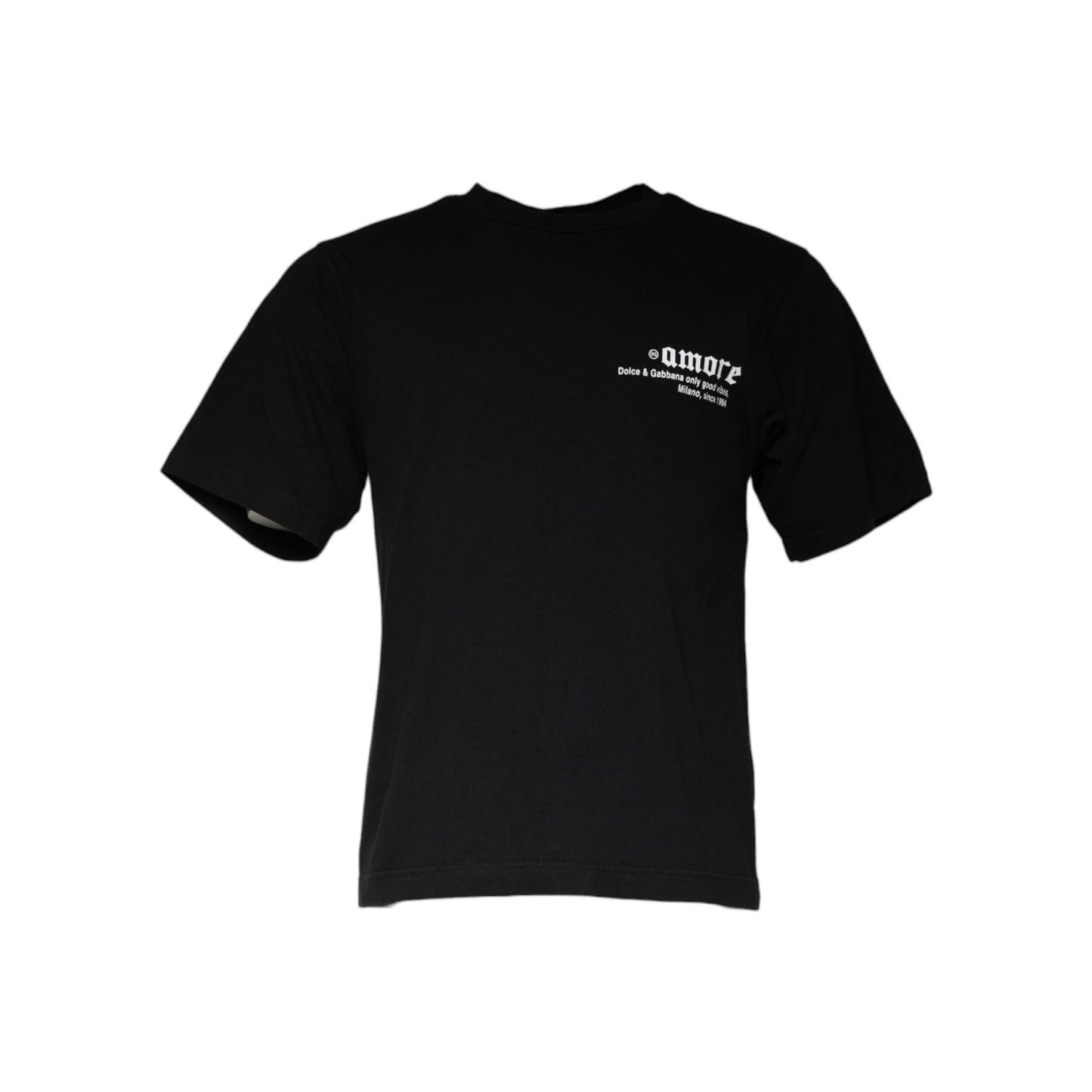 Dolce & Gabbana Black Amore Print Cotton Crew Neck T-shirt