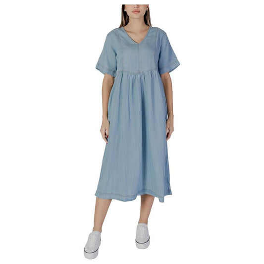 B.Young light blue cotton dress for women, spring summer collection, 100% cotton