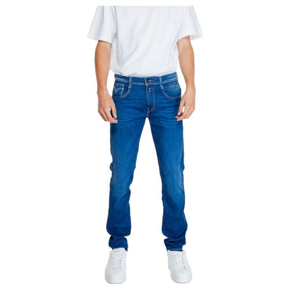 Replay Blue Cotton Relaxed Fit Jeans