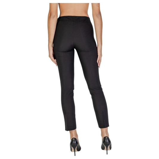 Back view of Sandro Ferrone women's black polyester pants, fall/winter collection, featuring 90% polyester and 10% elastane.