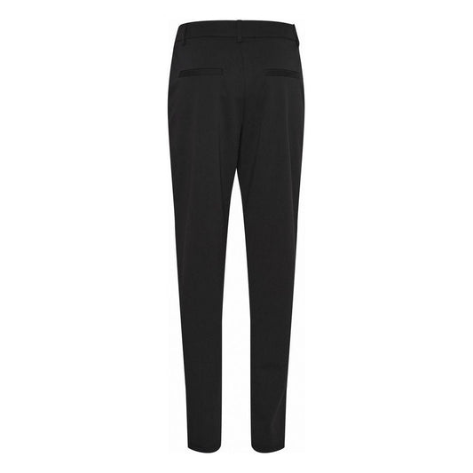 Back view of ICHI black recycled polyester women's cigarette pants, part of the Fall/Winter collection, stylish and eco-friendly.