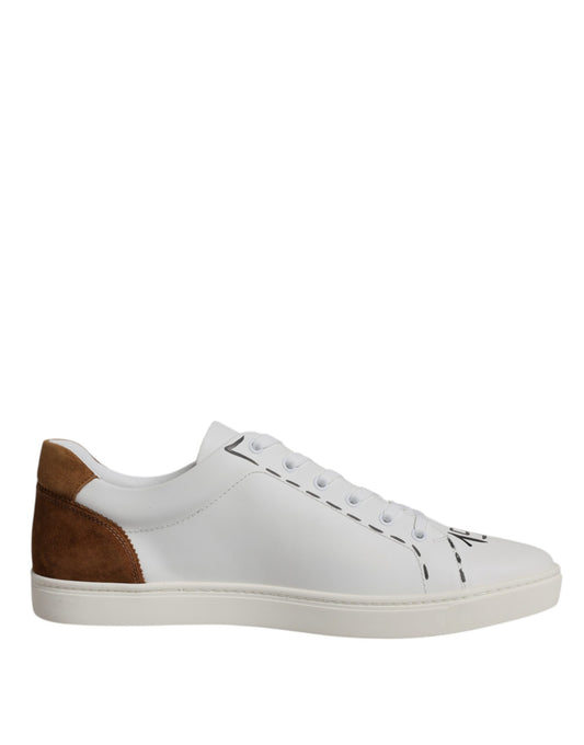 Dolce & Gabbana White Brown London Low Top Men Sneakers Shoes Dolce & Gabbana Gray