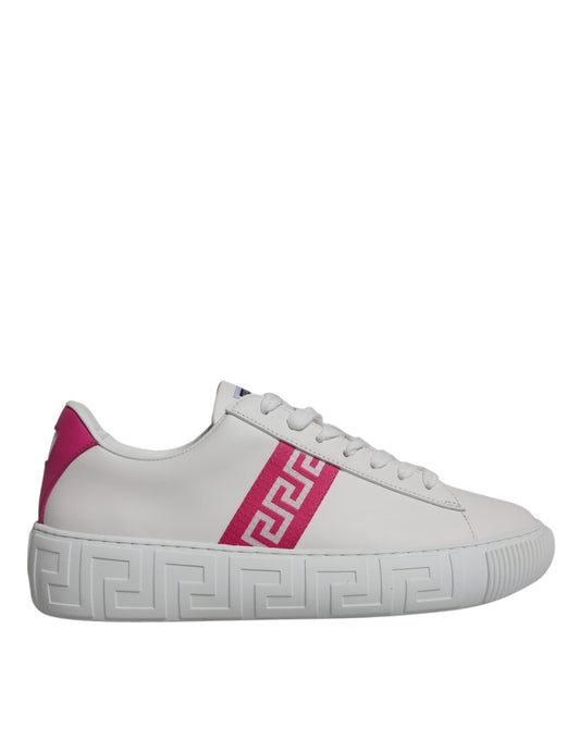 Versace White Pink Greca Print Platform Low Top Sneakers Shoes Versace Gray