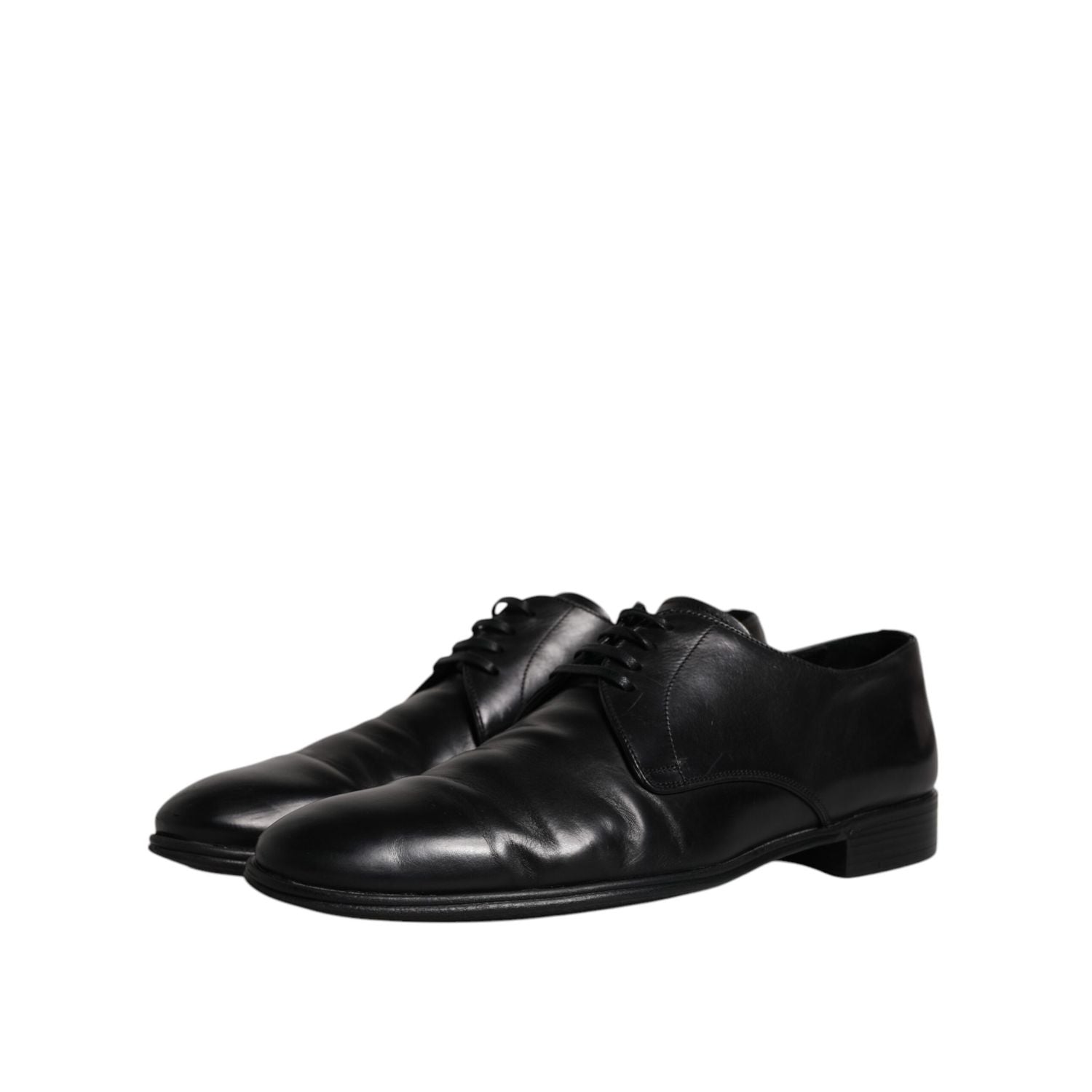 Dolce & Gabbana Black Leather Lace Up Men Derby Formal Shoes