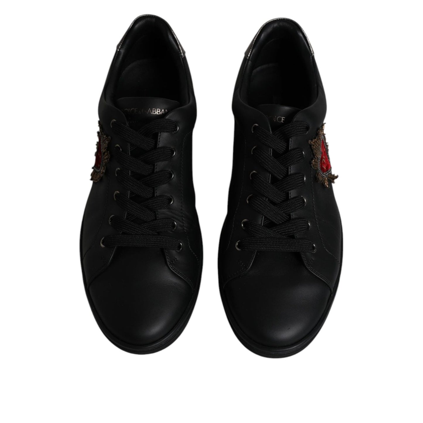 Dolce & Gabbana Black Leather London Heart Men Sneakers Shoes
