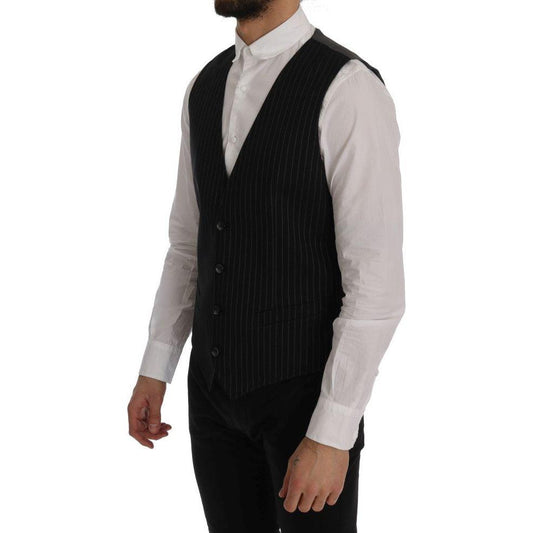 Dolce & Gabbana Sleek Striped Waistcoat Vest Dolce & Gabbana Black