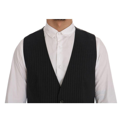 Dolce & Gabbana Gray STAFF Cotton Striped Vest