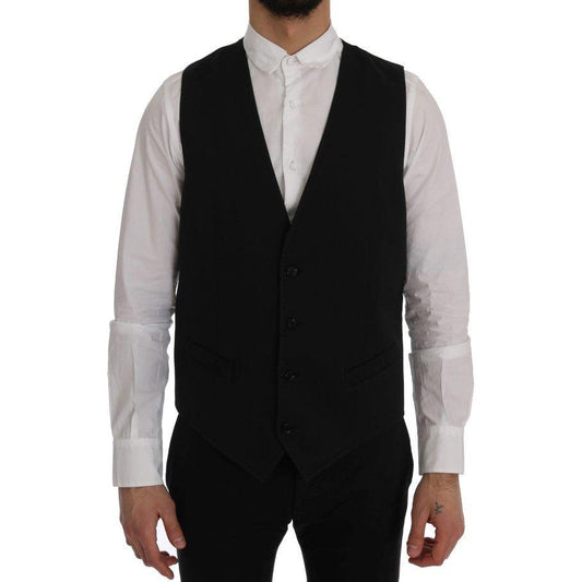 Dolce & Gabbana Sleek Black Single-Breasted Waistcoat Dolce & Gabbana Black