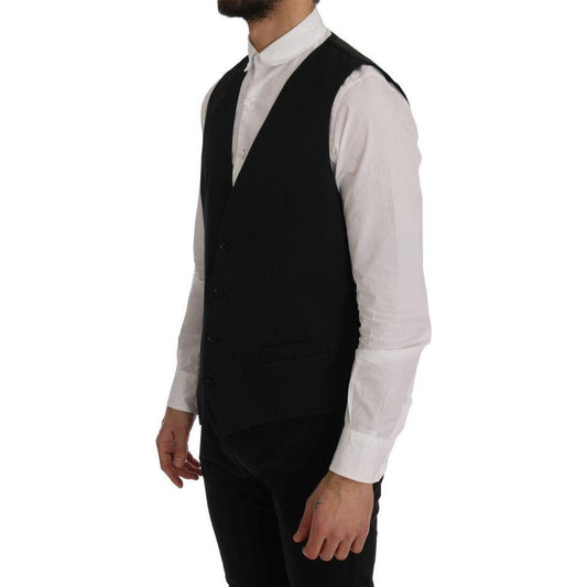 Dolce & Gabbana Sleek Black Single-Breasted Waistcoat Dolce & Gabbana Gray