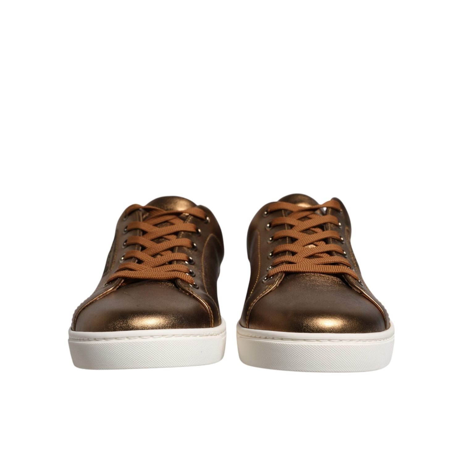 Dolce & Gabbana Gold Leather Logo London Men Sneaker Shoes