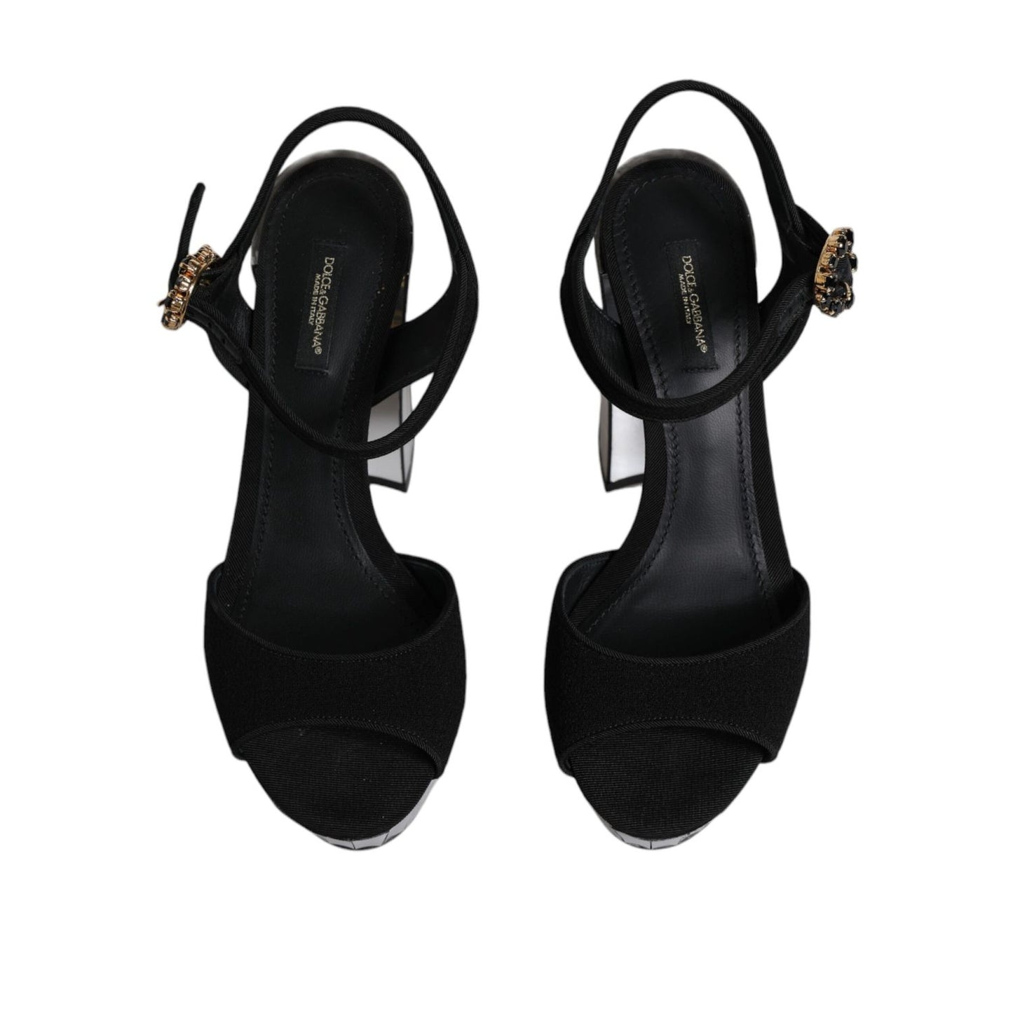 Dolce & Gabbana Black Mirror Heels Platform Sandals Shoes