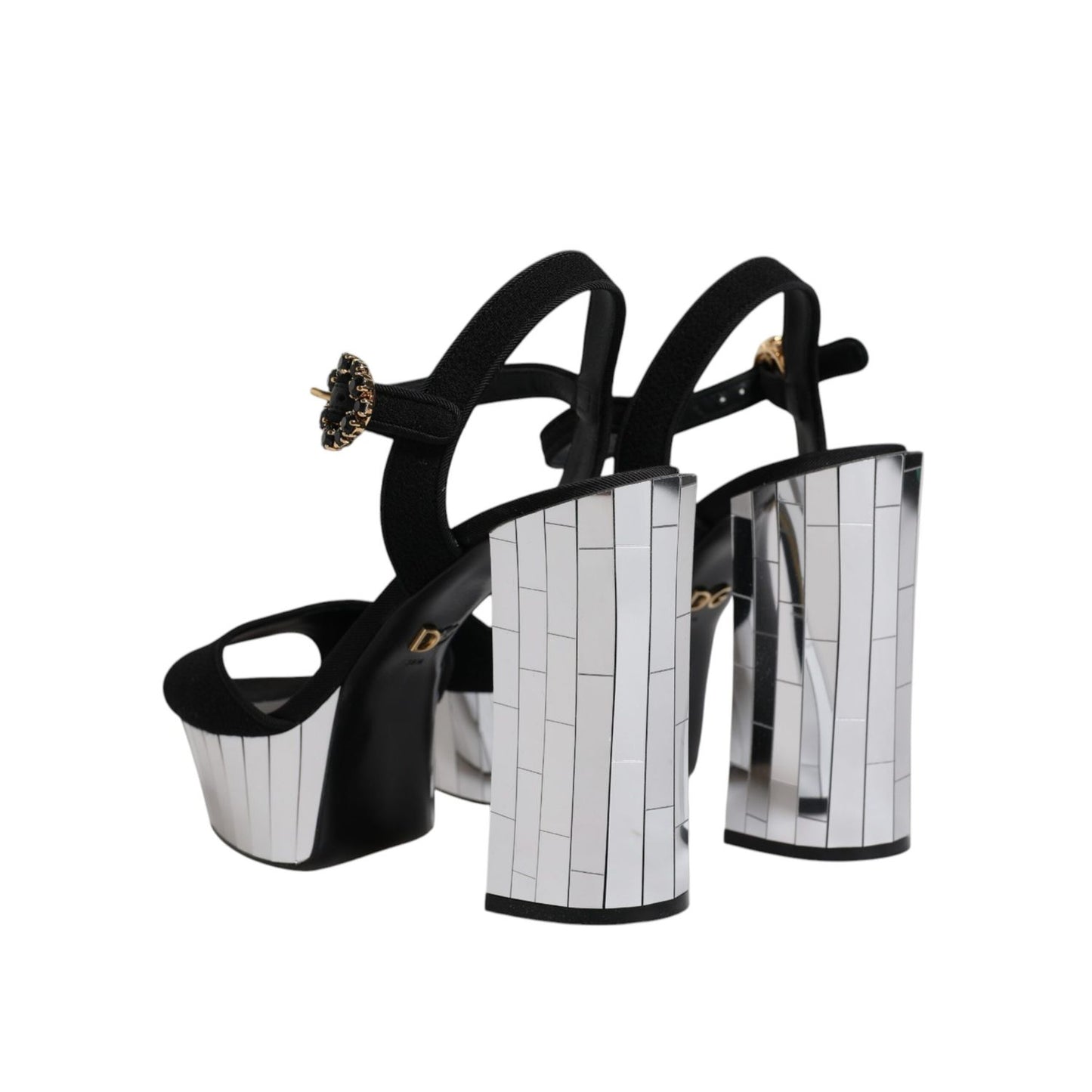 Dolce & Gabbana Black Mirror Heels Platform Sandals Shoes