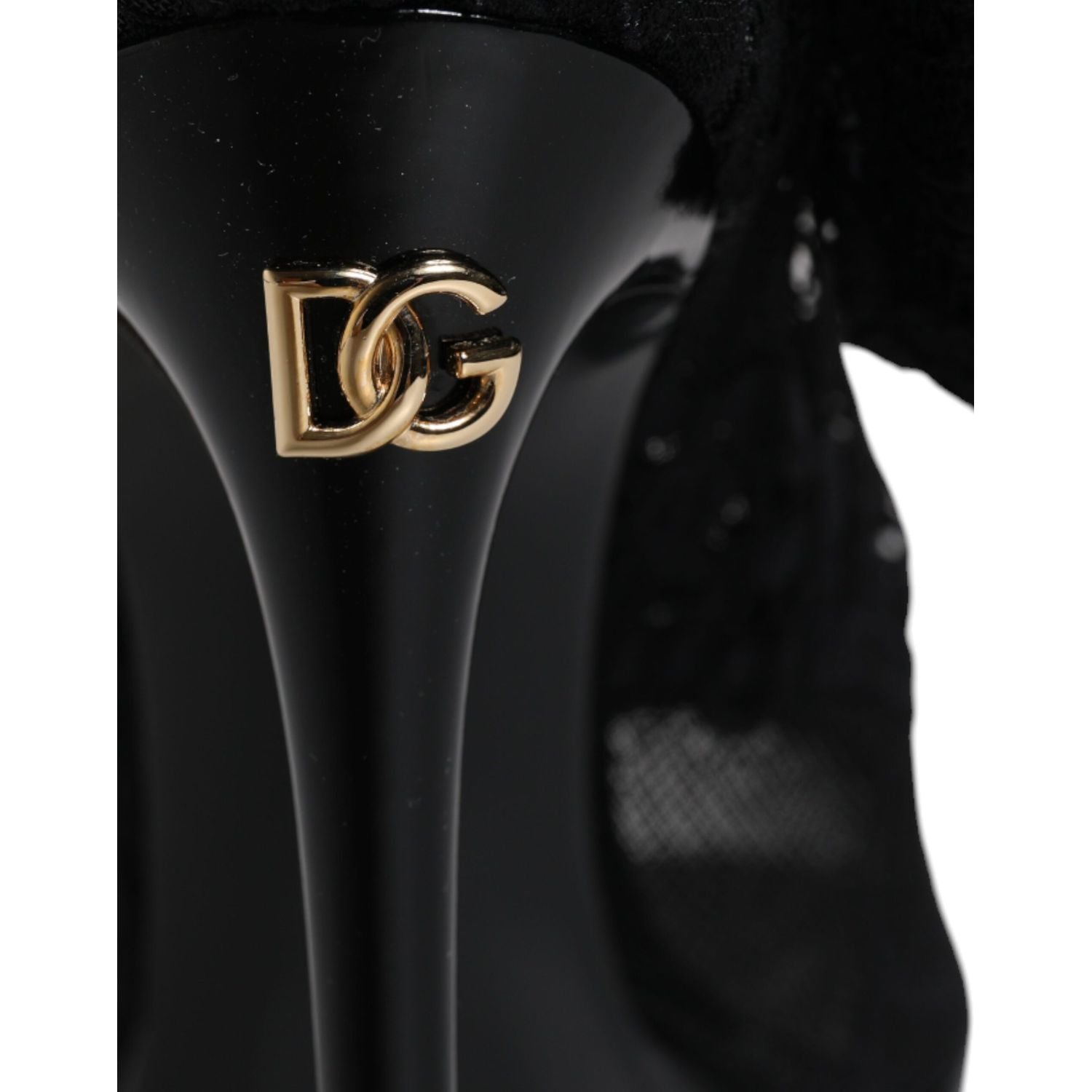 Dolce & Gabbana Black Stretch Taormina Lace Boots Shoes