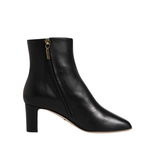 Dolce & Gabbana Black Jackie Leather Mid Calf Boots Shoes