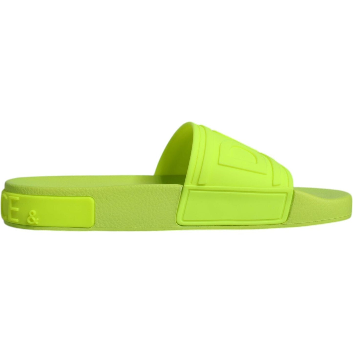 Dolce & Gabbana Green Rubber Slides Sandals Beachwear Shoes
