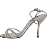Dolce & Gabbana Silver Crystal Ankle Strap Sandals Shoes LA11990-38