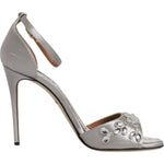 Dolce & Gabbana Silver Ankle Strap Crystal Sandals Shoes LA12003-37
