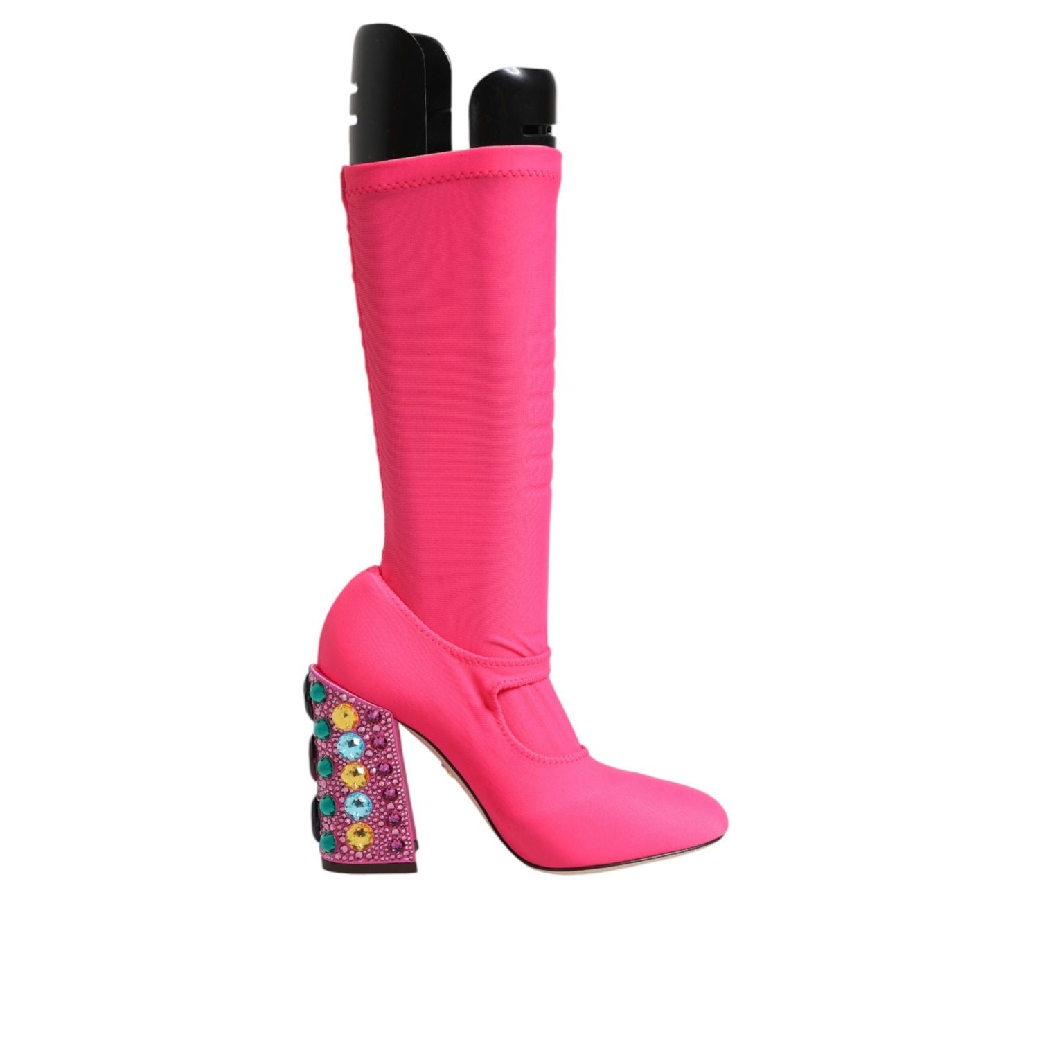 Dolce & Gabbana Pink Nylon Crystal Vally High Boots Shoes